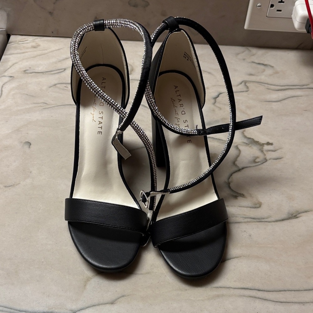 Altar'd State Black and Rhinestone Heels